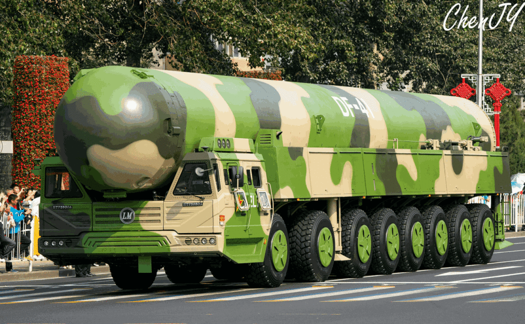 The DF-41 is currently the most powerful Intercontinental Ballistic Missile (ICBM), developed in China. It is one of the deadliest ICBMs in the world. It is based on an 8-axle launcher vehicle.