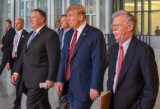 President Trump with his two trusted advisors on International geo-political issues; John Bolton and Pompeo.