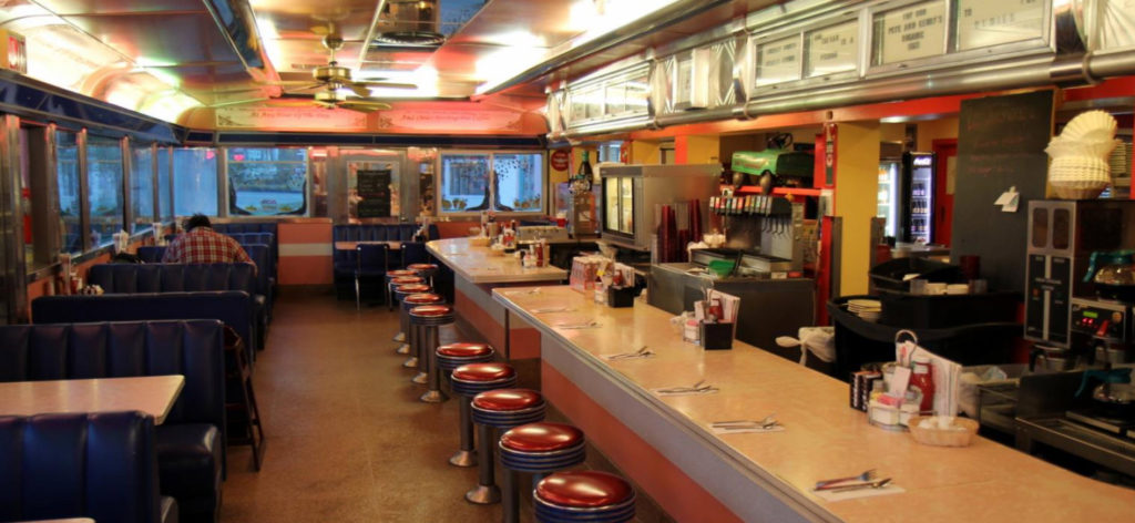 Inside of a fine American style diner.