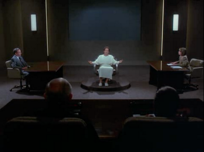 In the movie "Defending your life", the recently deceased person is put on trial to defend his actions during his lifetime.