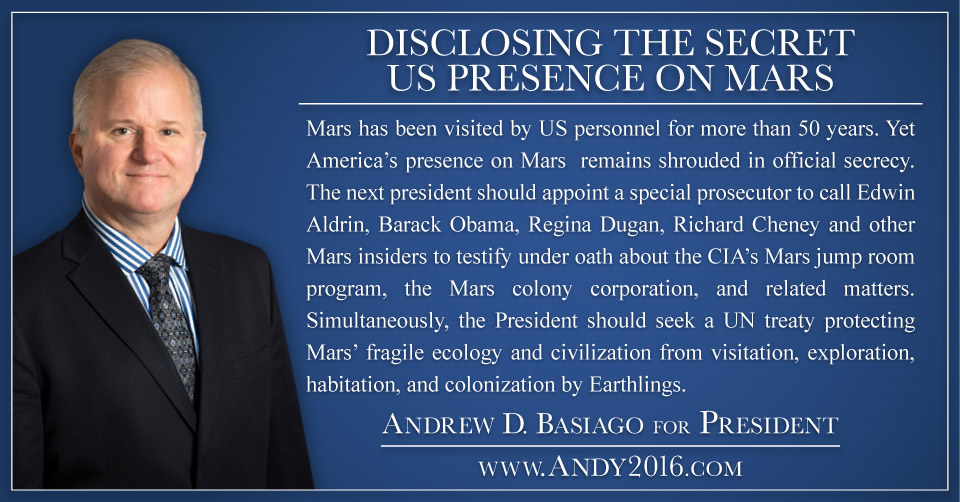 Andrew D. Basiago running for the US Presidency