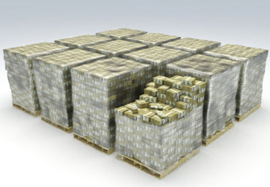 What one billion dollars looks like using $100 dollar bills.