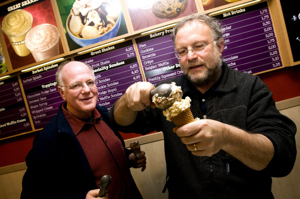 In 1951, Ben Cohen and Jerry Greenfield were born. Just four days apart in age, these childhood best friends decided to start a food company in 1978, and after considering bagels, they switched to ice cream. 