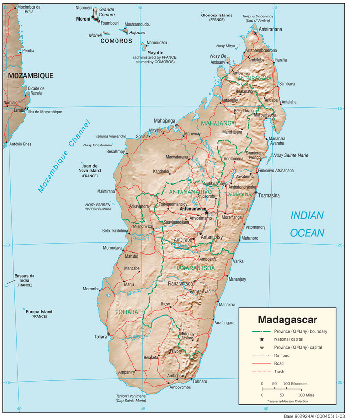 Map of Madagascar. 