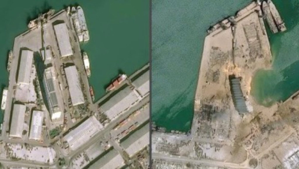 Beirut thermobaric bomb before and after pictures.