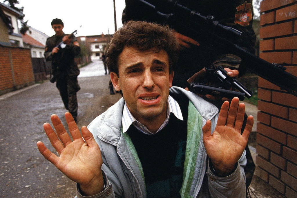 A Muslim in Bijelina, Bosnia begs for his life after capture by Arkan's Tigers in the spring of 1992.