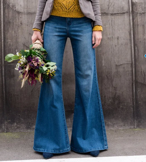 Cool bell bottom jeans.