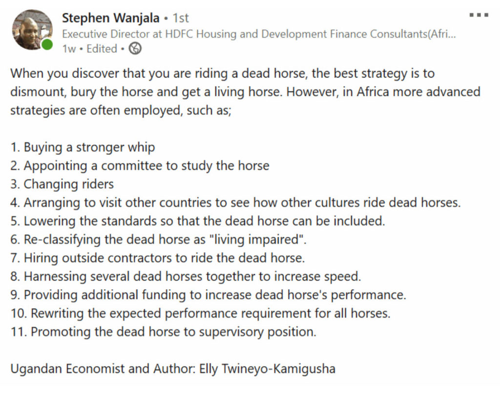 What to do when you are stuck riding a "dead horse".