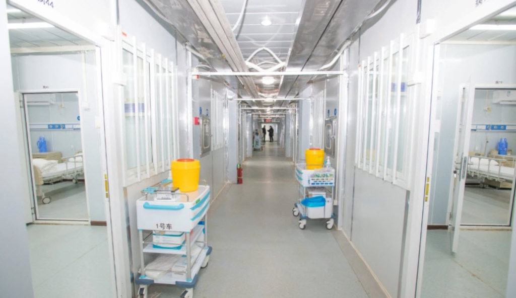 Inside of a new hospital.