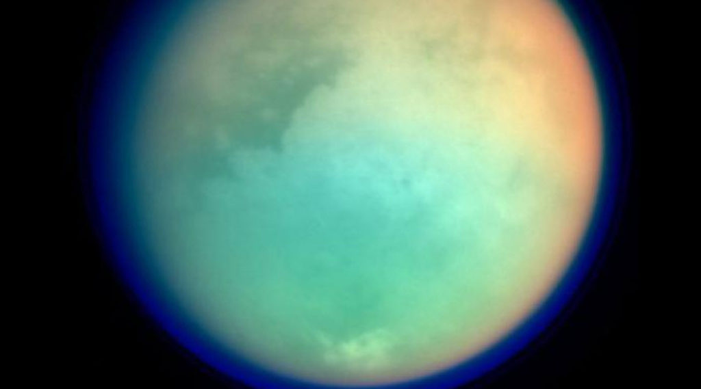 The moon Titan has a thick and substantive atmosphere.