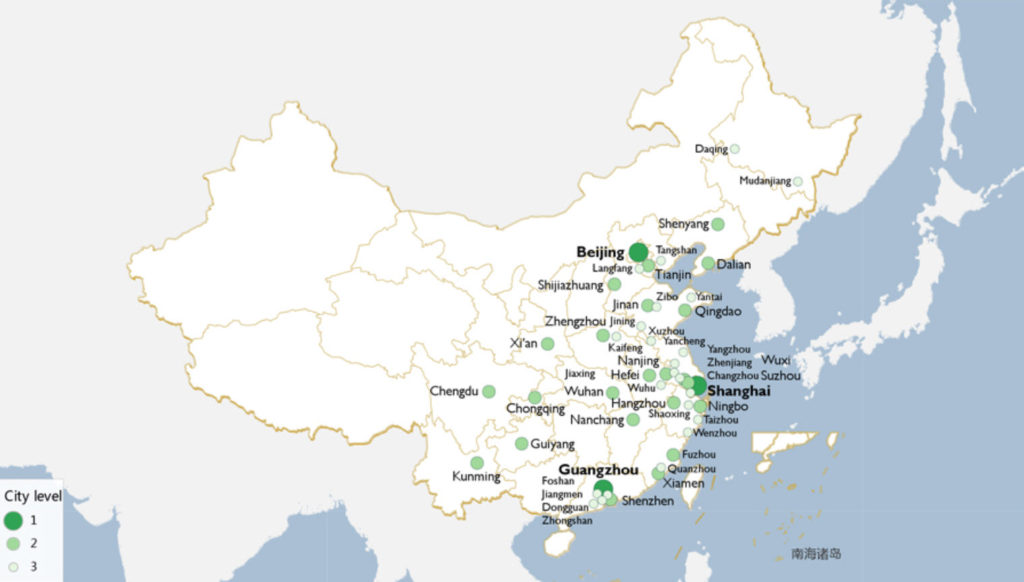 Map of Chinese smart cities.