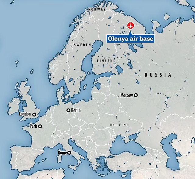 Olenya airbase NW Russia map