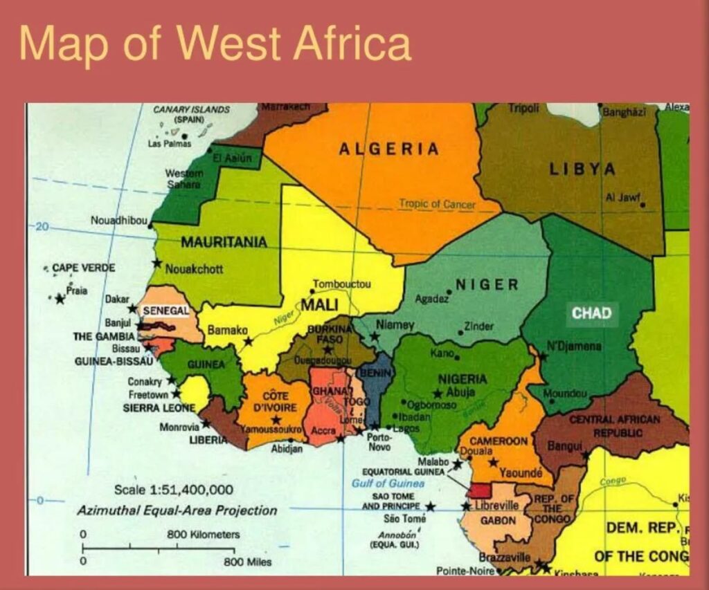 Крупнейшая страна западной африки. Страны Западной Африки на карте. Запад Африки на карте. Политическая карта Западной Африки. Карта Западной Африки на русском.