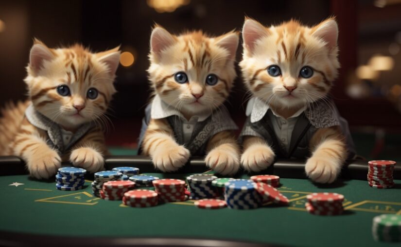 Default adorable kittens at a blackjack table playing 2(1)