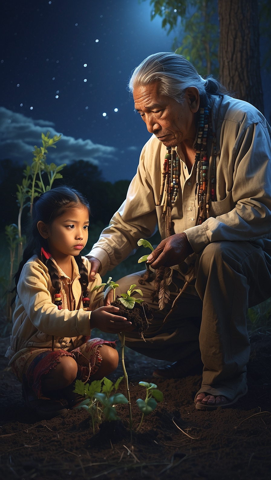 Default Create an image of a Native American elder teaching a 3