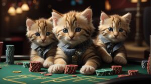 Default adorable kittens at a blackjack table playing 3(1)