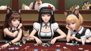 Default cute kittens at a poker table playing poker 0