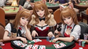 Default cute kittens at a poker table playing poker 1