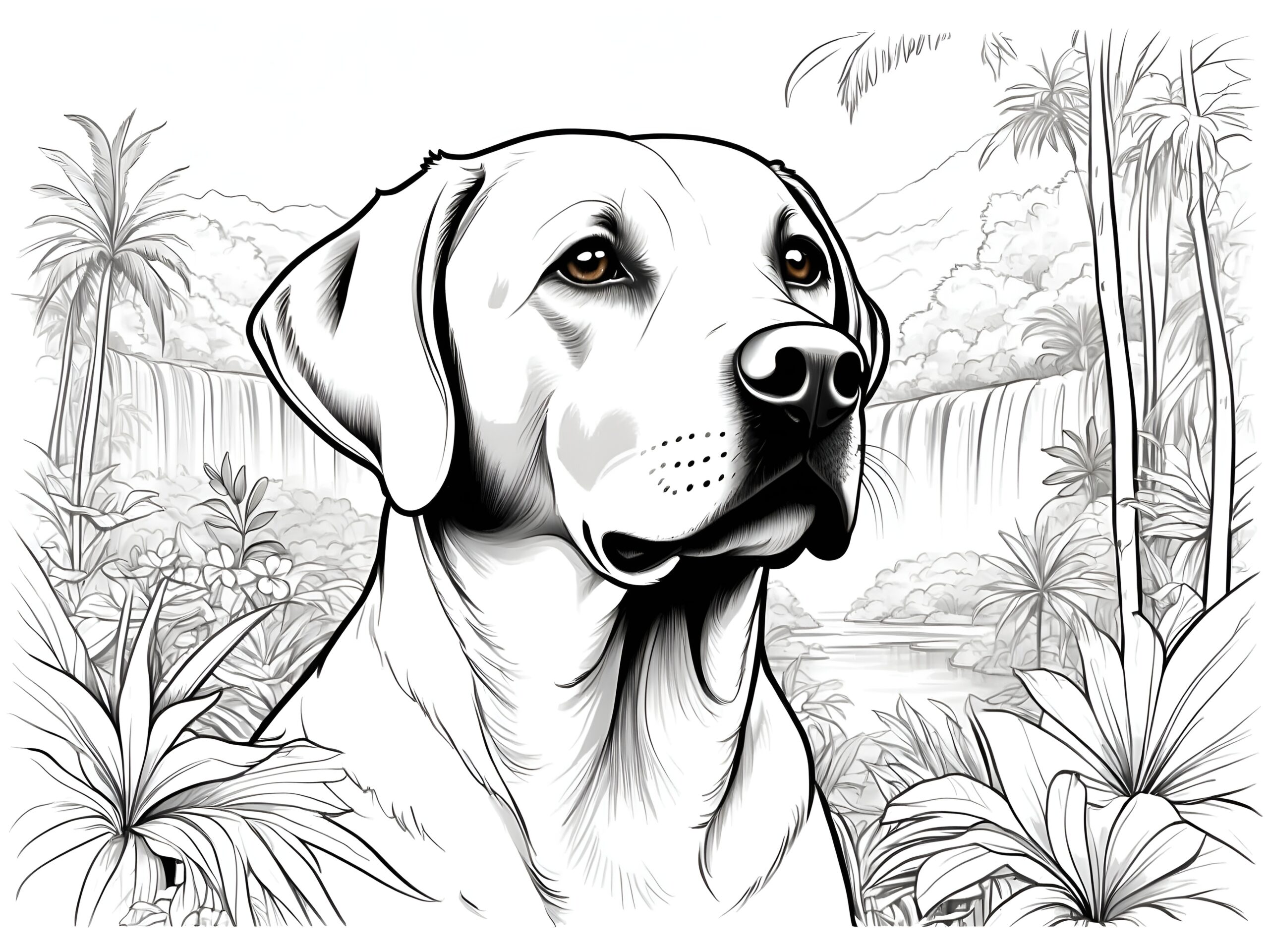 Default he face of a Labrador with a lush tropical forest and 2 2854eda1 4d19 4be8 9ebb e218f0019021 0