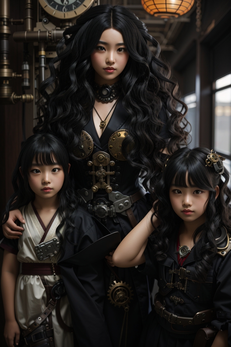 Default A female with long curly black hair and two children i 2