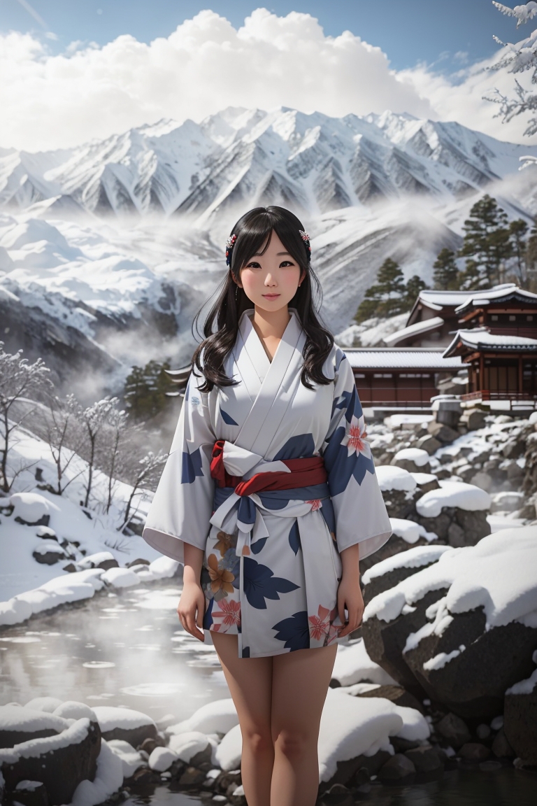 Default hyper realistic japanese girl in a rocky snowy open ai 0
