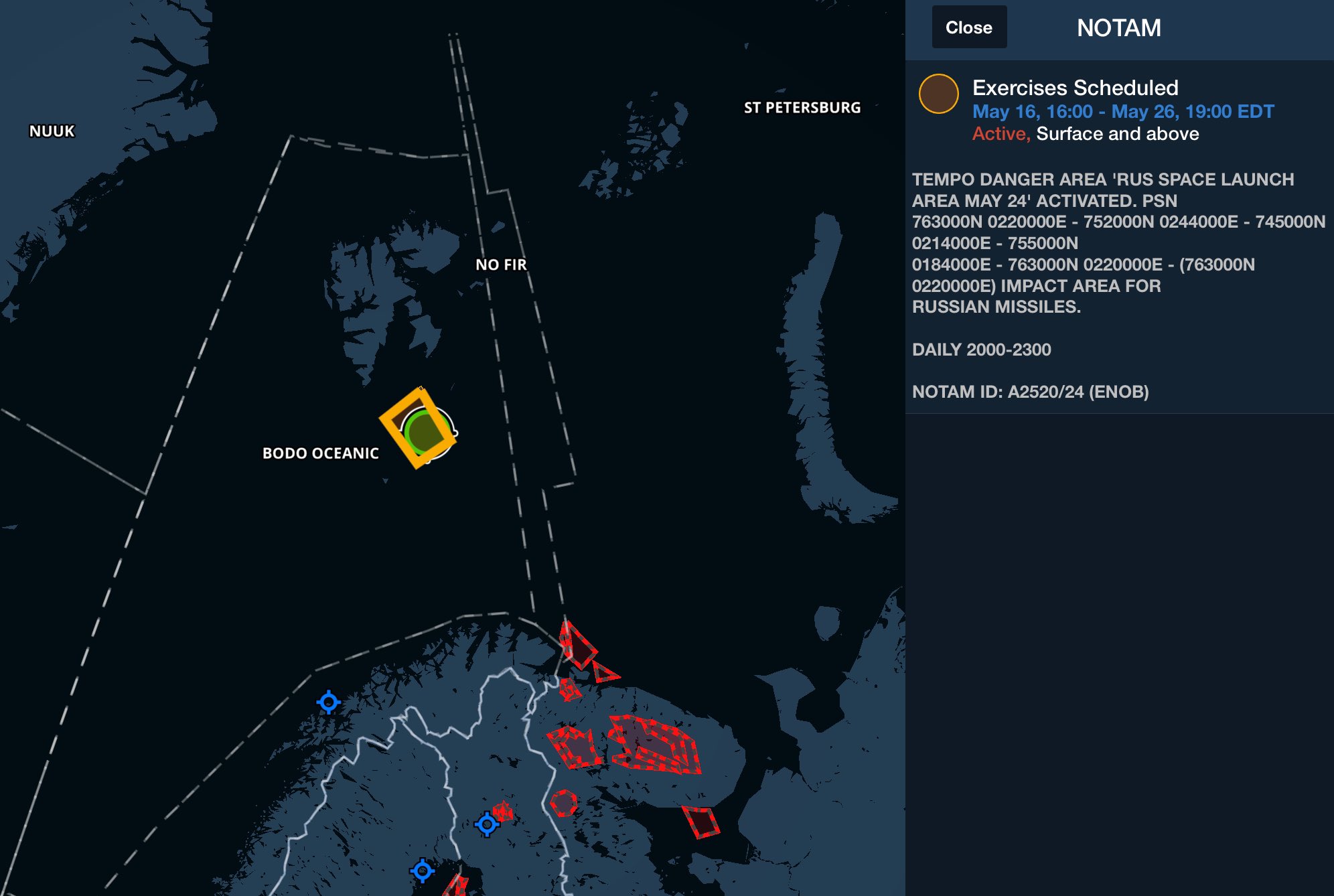 Second Launch Impact Area Barents Sea