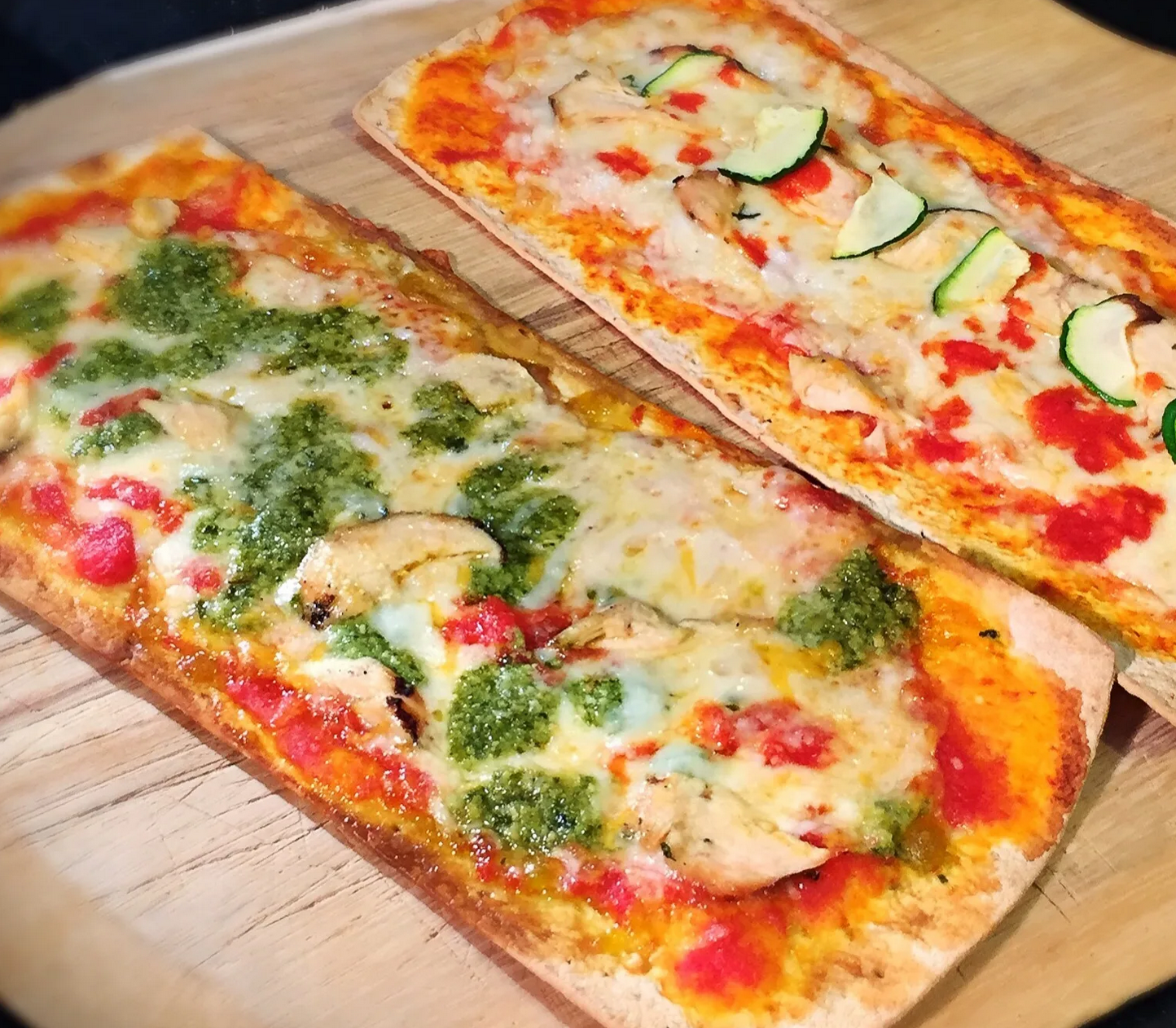 Pesto Chicken Flatbread Pizzas