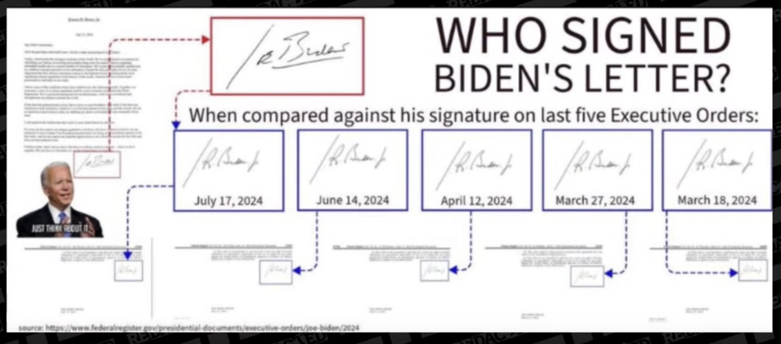 Forged signiture on stationary announcing Biden step down