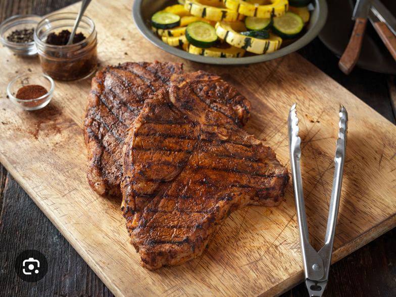 grilled t bone steaks with bbq rub horizontal 2