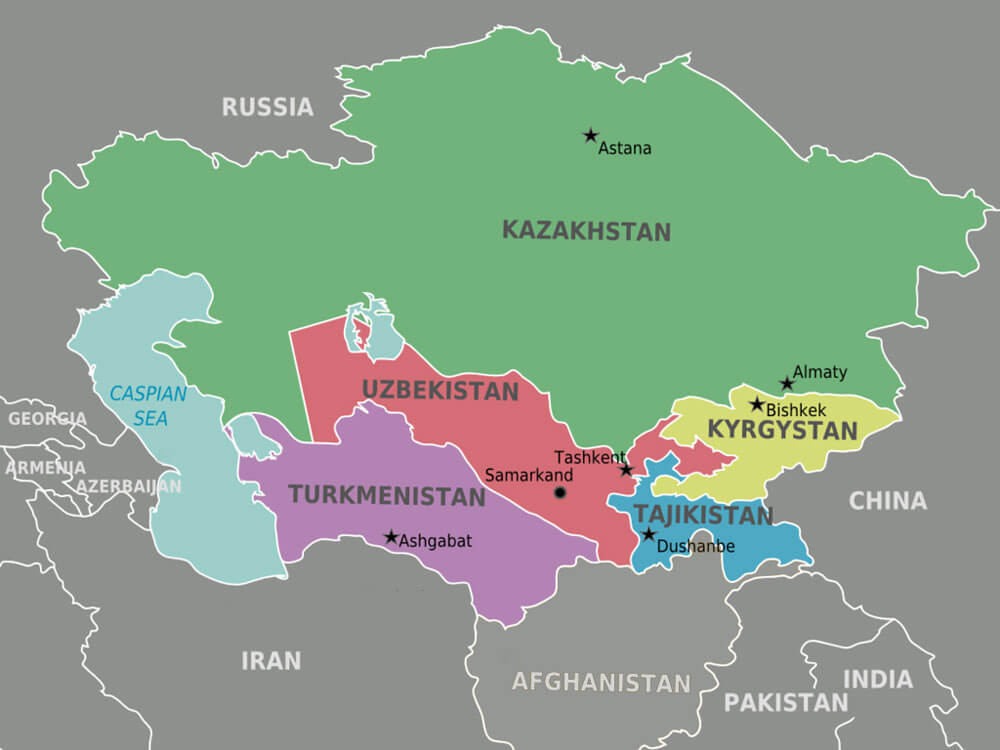 map of central asia