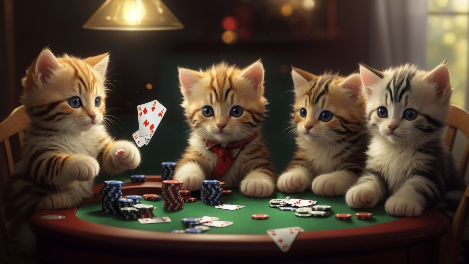 Default cute kittens playing poker together 0