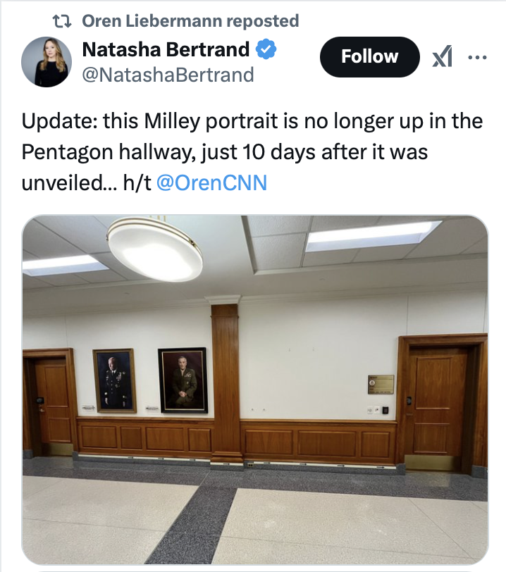 Portrait GONE from Pentagon Hallway