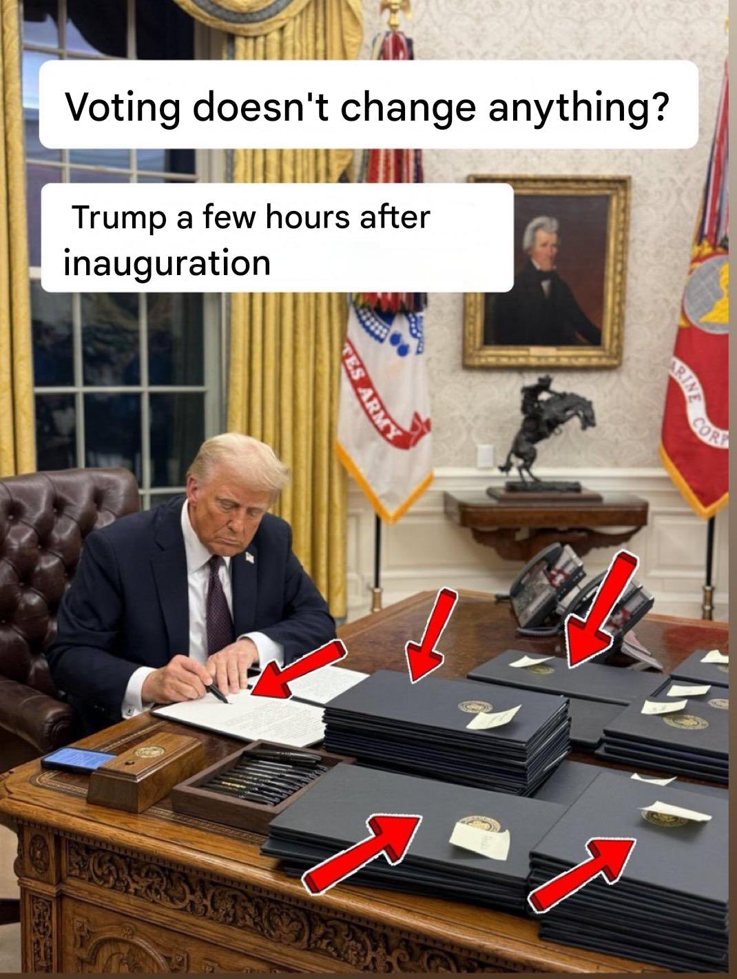 Trump hours after inauguration