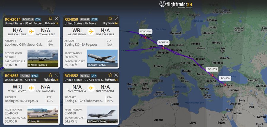 US refueling tankers huge cargo planes to ME