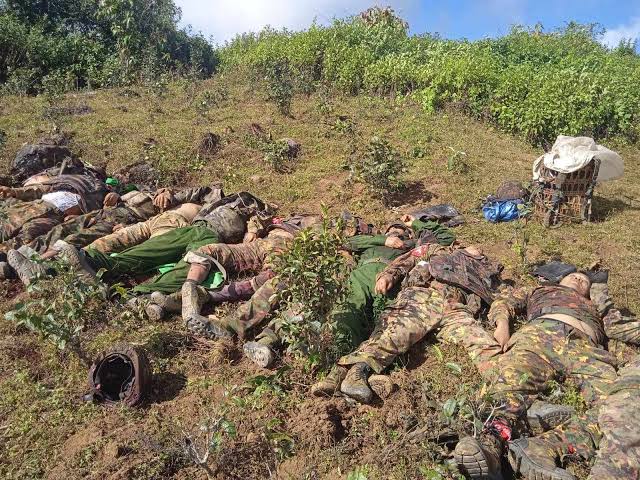 Dead Cambodia Soldiers after F 16 strikes