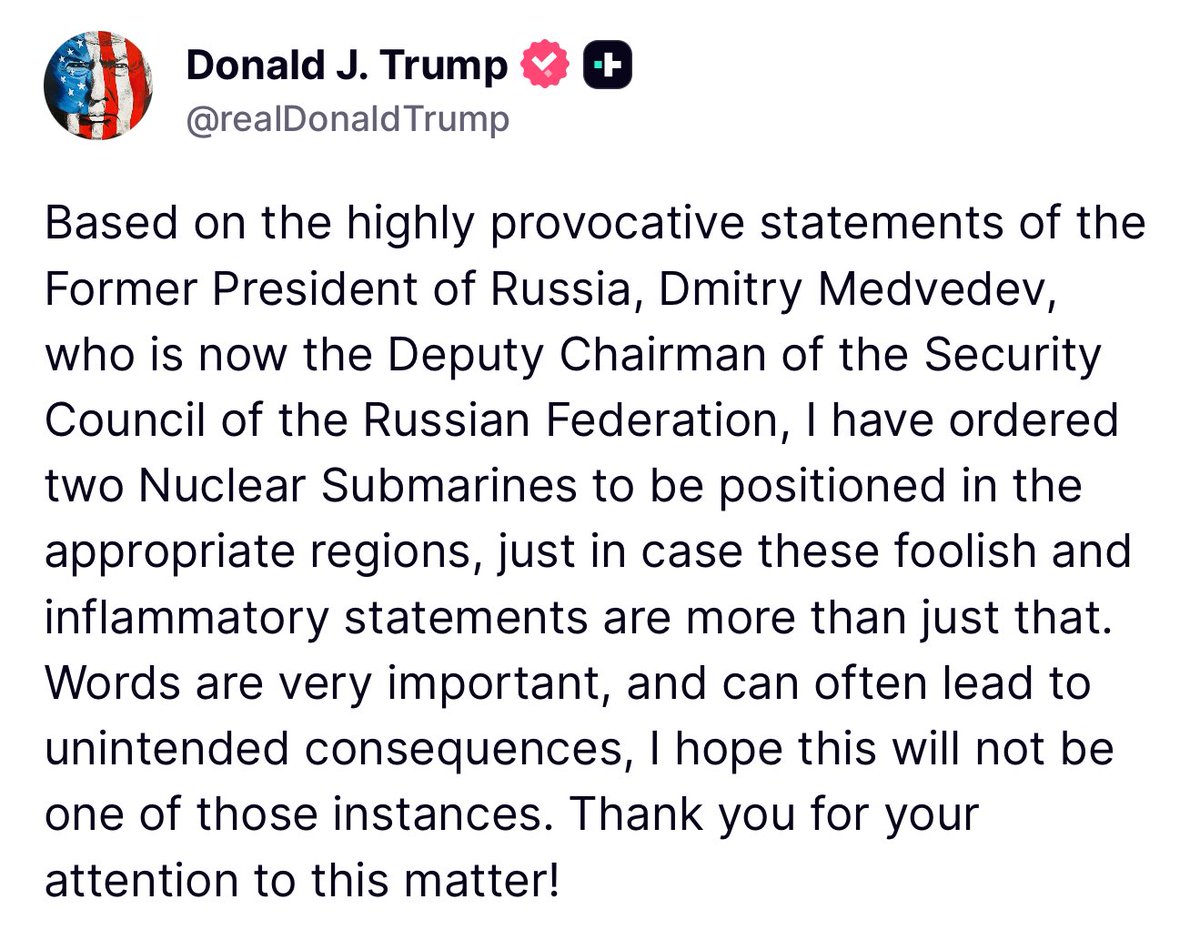 Trump threatens russia with nukes