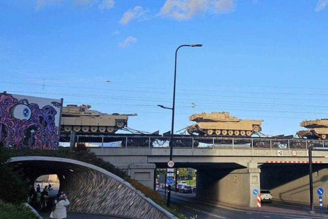 M1A1 Tanks Moving Estonia toward Russia Border large