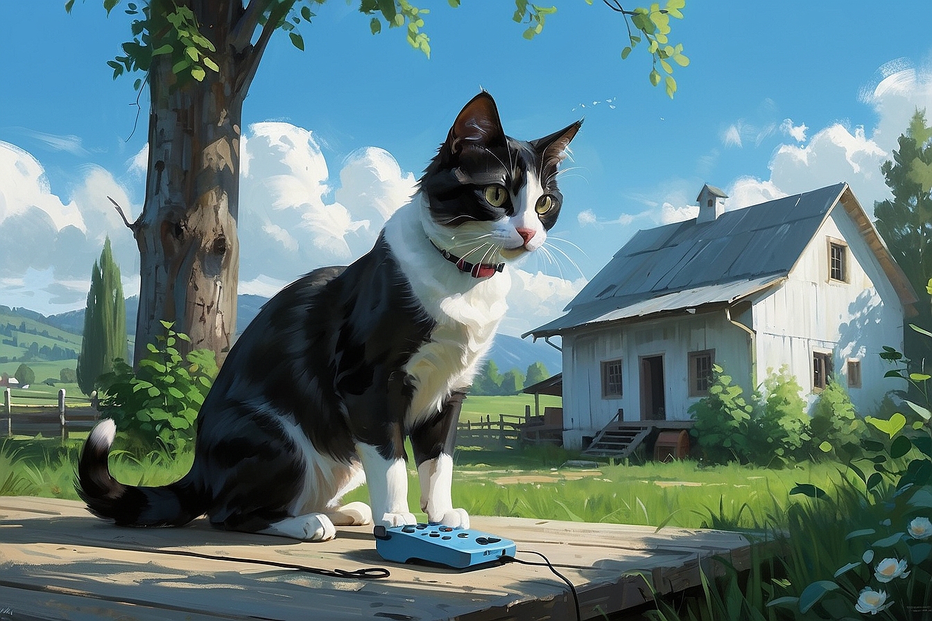 AlbedoBase XL a black and white cat with a remote control the 2