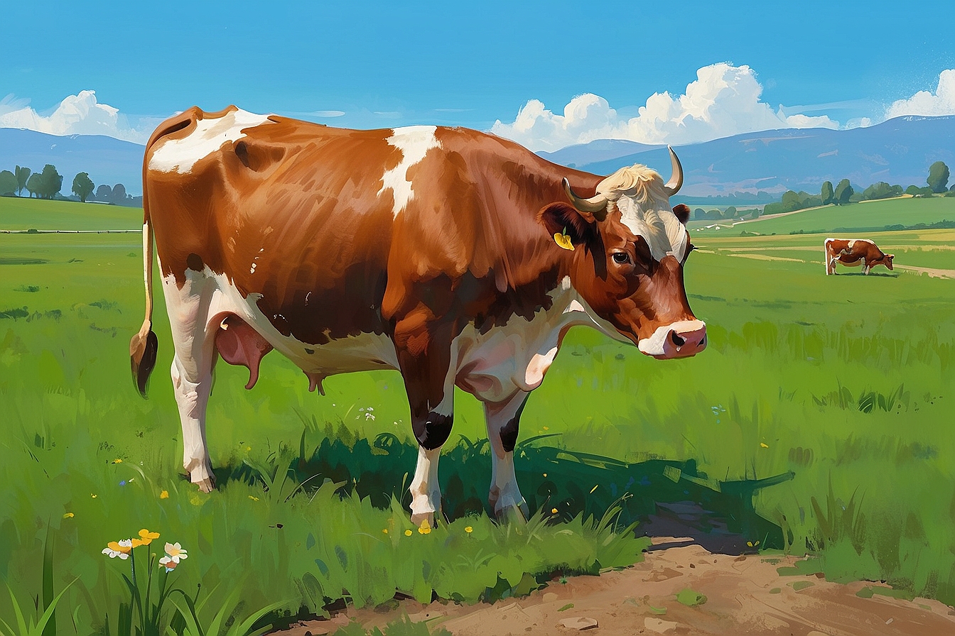 AlbedoBase XL the view from the back of a big cow eating on a 2