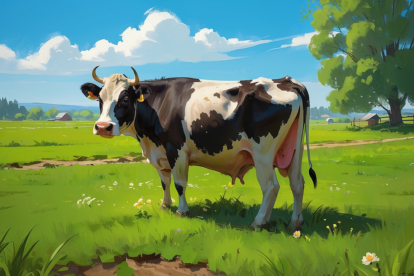 AlbedoBase XL the view from the back of a big cow eating on a 3