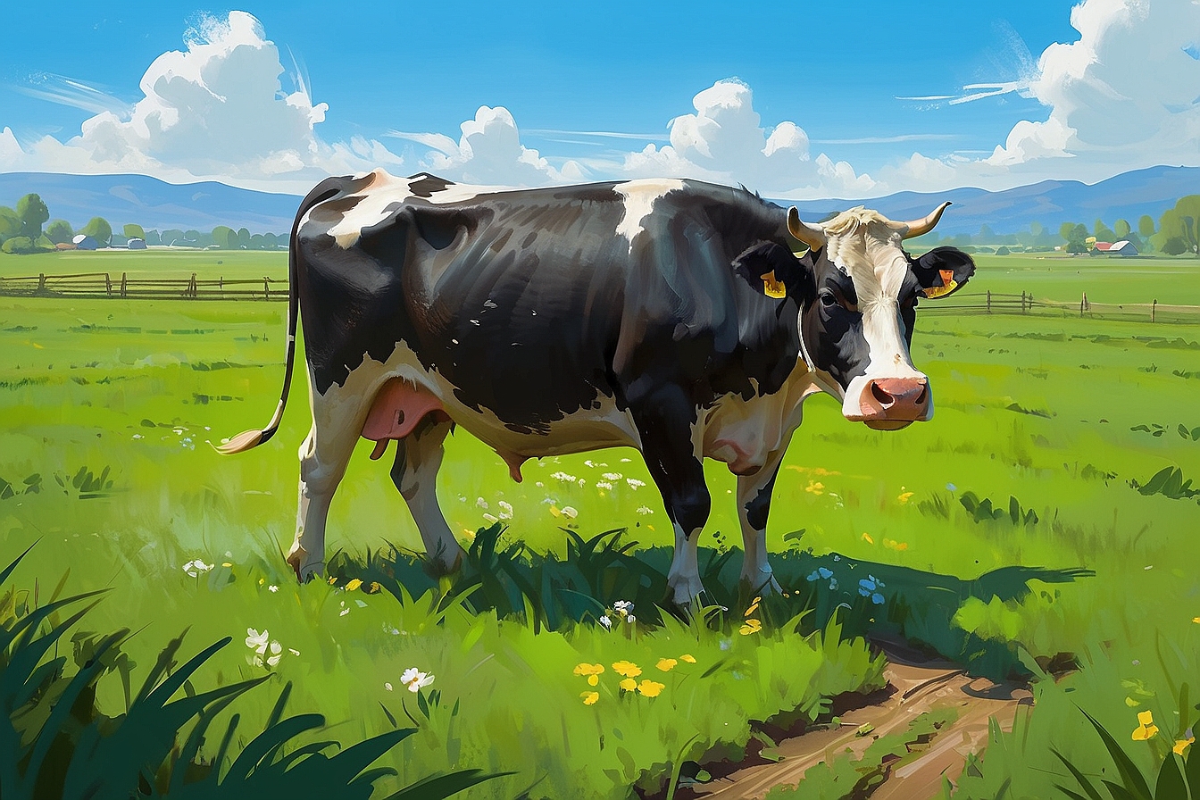 AlbedoBase XL the view from the back of a big cow eating on a 4