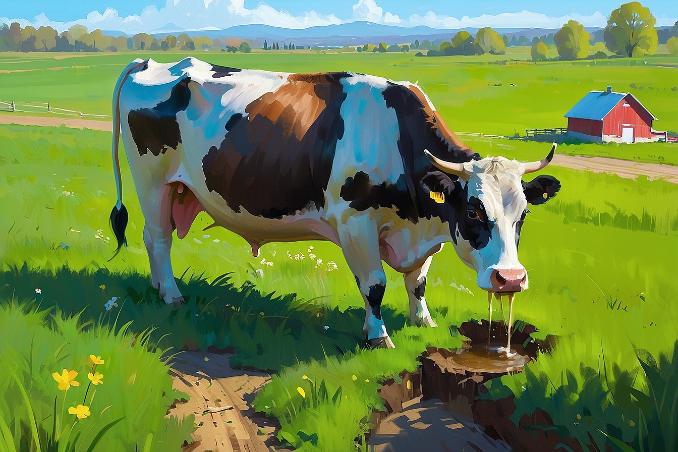 AlbedoBase XL the view from the back of a big cow eating on a 7