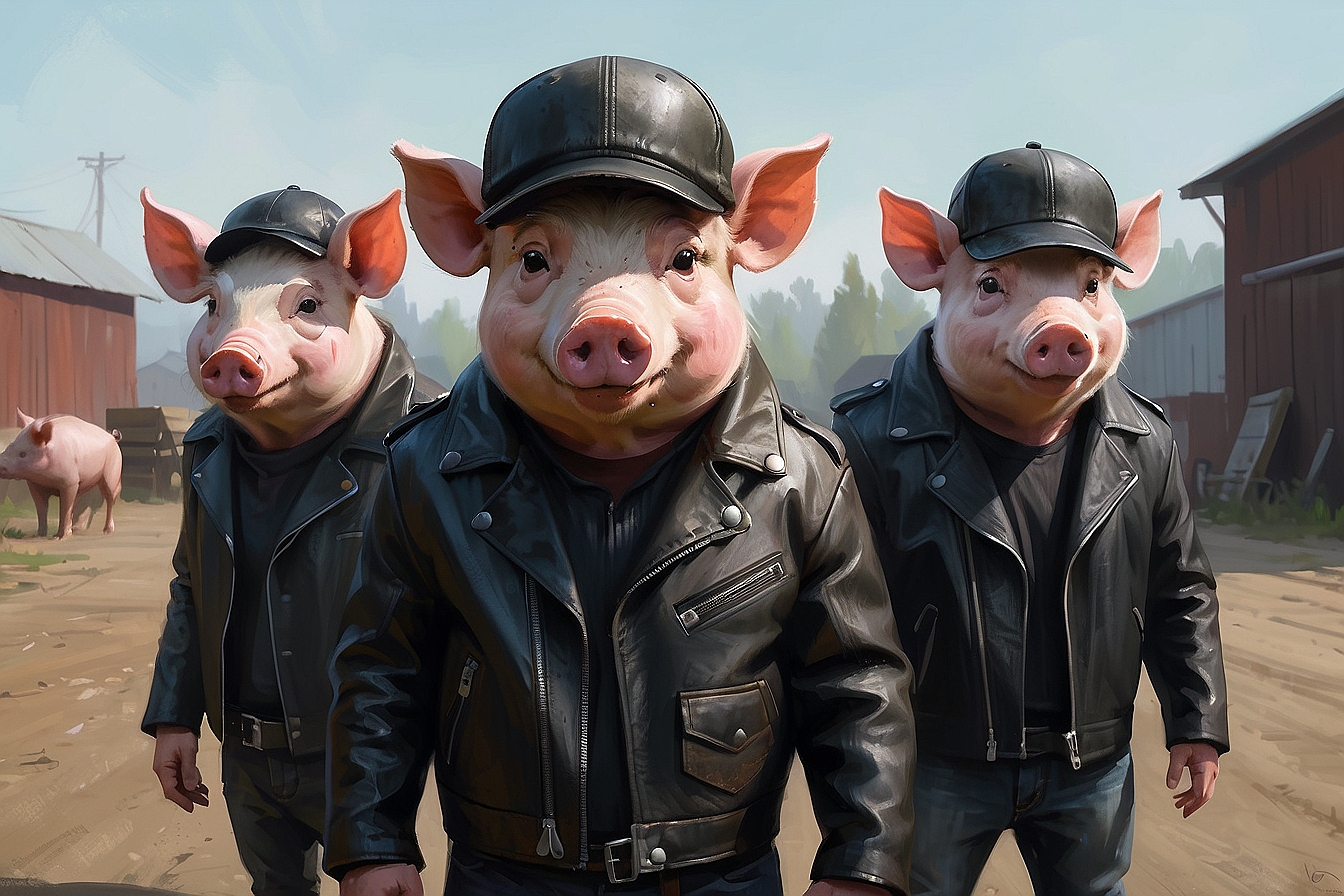 AlbedoBase XL three pigs wearing leather jackets and a leathe 6