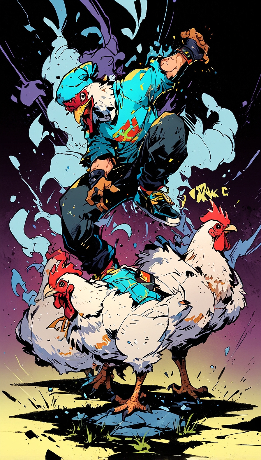 Leonardo Anime XL break dancing chickens 2