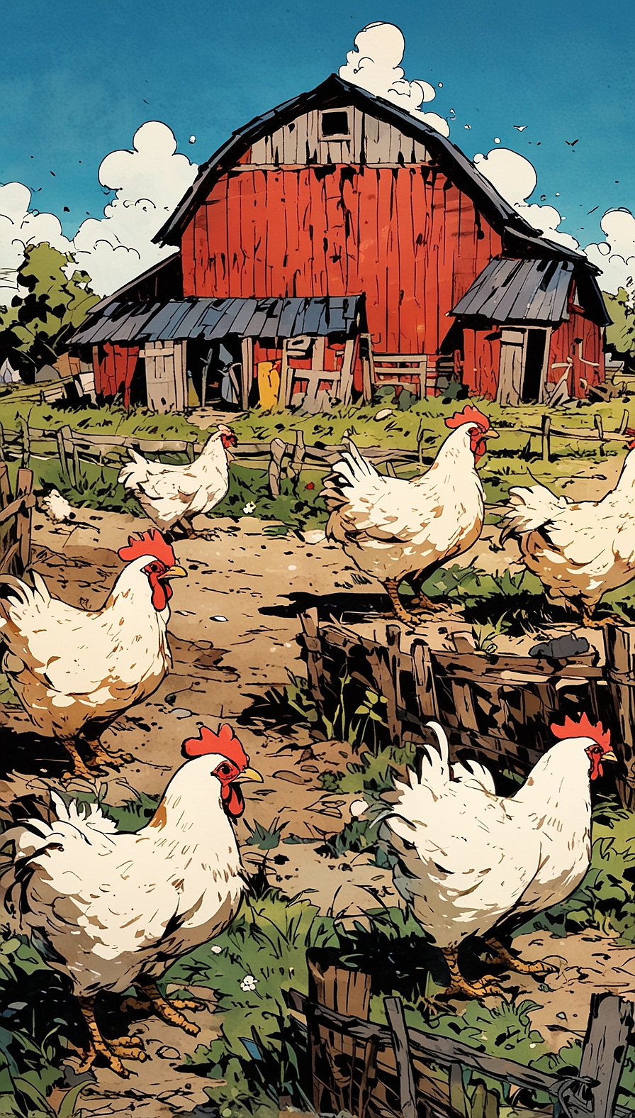 Leonardo Anime XL chickens on a farm 3