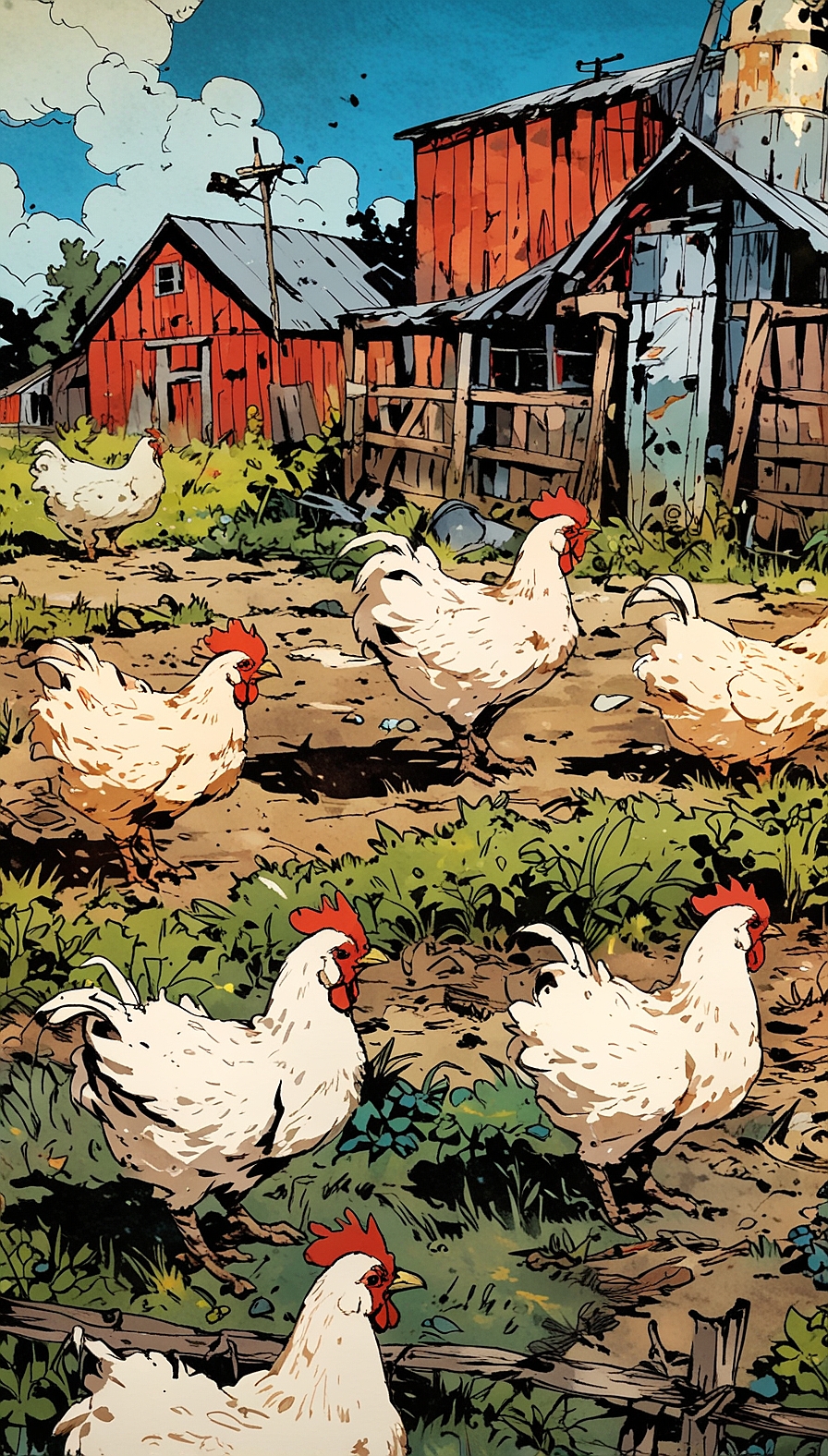 Leonardo Anime XL chickens on a farm 4