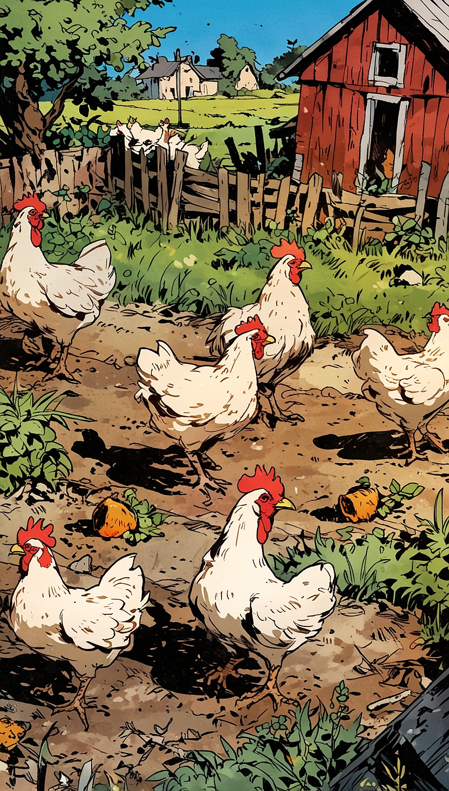 Leonardo Anime XL chickens on a farm 6