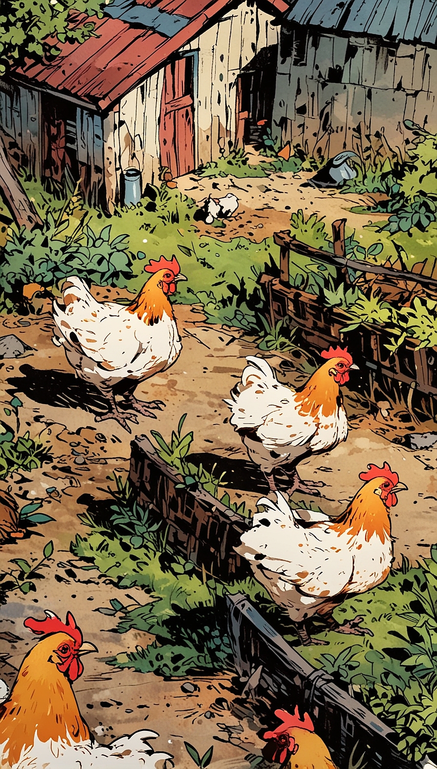 Leonardo Anime XL chickens on a farm 7