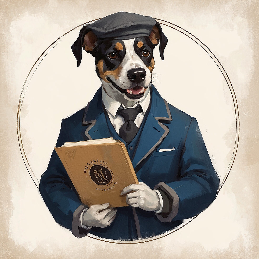 SDXL 10 Vintage gentleman logo a grinning dog wearing a profe 0