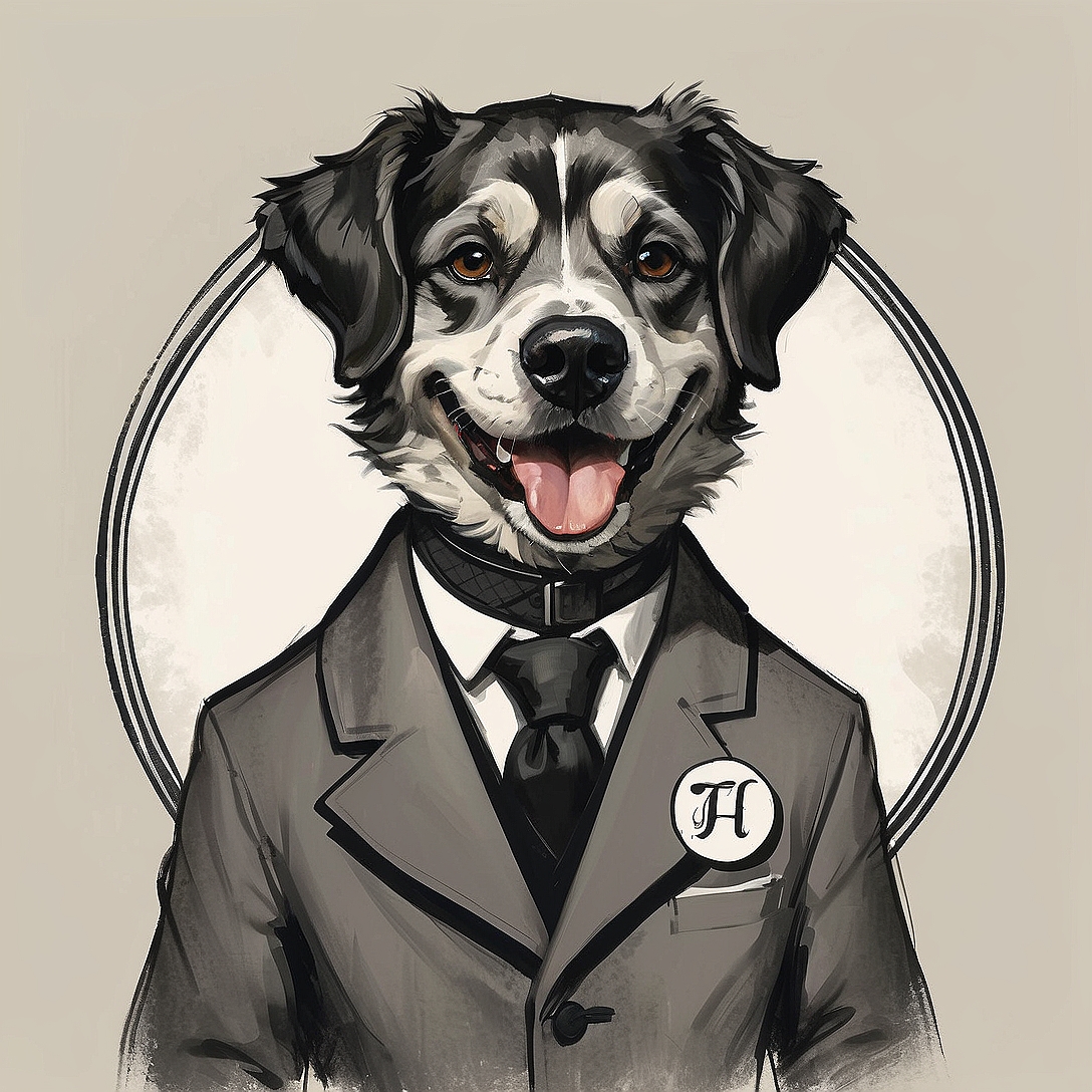 SDXL 10 Vintage gentleman logo a grinning dog wearing a profe 0(1)